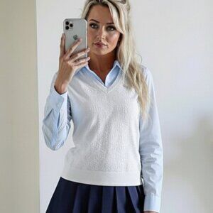 Puma White Knit Sweater Vest